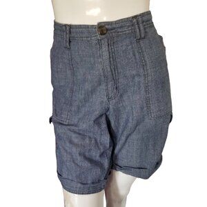 Merona High Waisted Cargo Shorts Sz 12 Womens Rolled Legs and Pockets